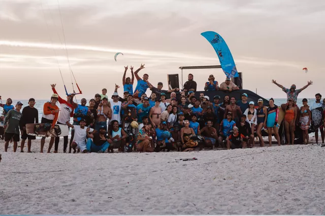 Crowd enjoying the beach and watching kitesurfers during Kite Fest Guajira in La Guajira.